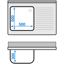 Стол с мойкой GGM Gastro STK107BL1 (Inox) Thumb