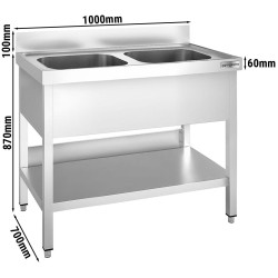 Стол с мойкой GGM Gastro STK107BM2 (Inox) Thumb
