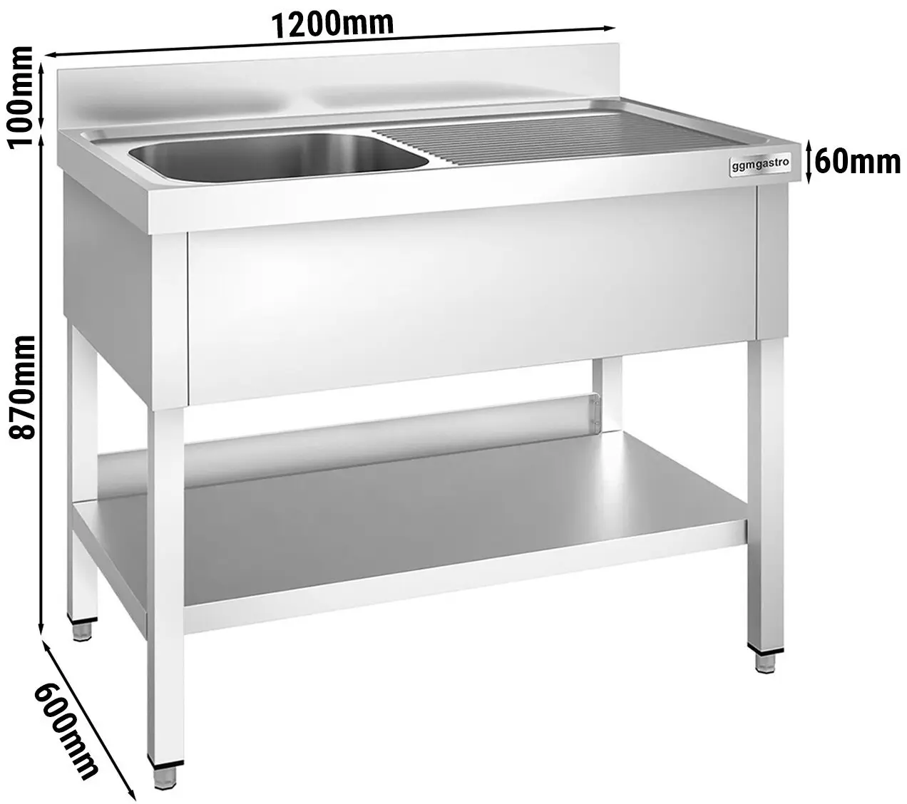 Masa cu chiuveta GGM Gastro STK126BL1 (Inox) - 9