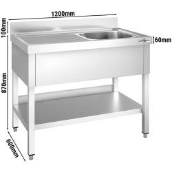 Стол с мойкой GGM Gastro STK126BR1 (Inox) Thumb