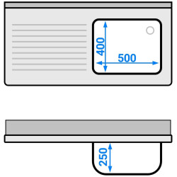Стол с мойкой GGM Gastro STK126BR1 (Inox) Thumb