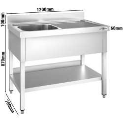 Стол с мойкой GGM Gastro STK127BL1 (Inox) Thumb