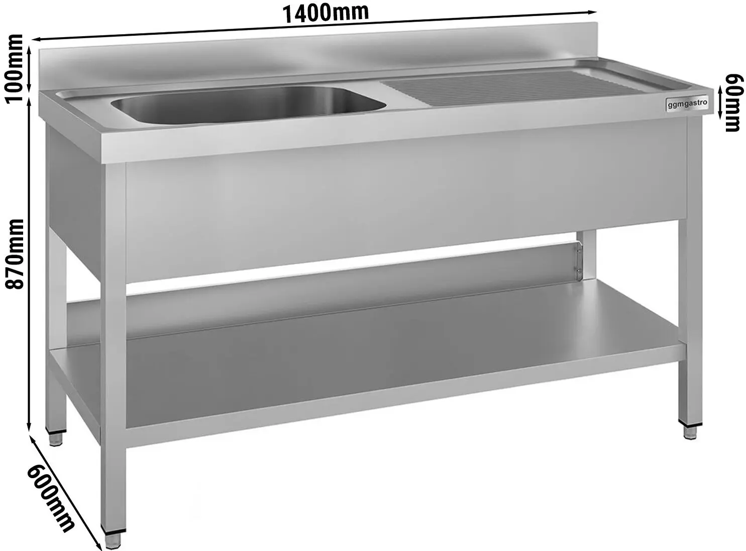 Masa cu chiuveta GGM Gastro STK146BL1#ECO (Inox) - 7