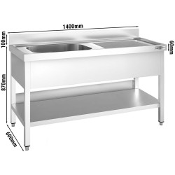 Стол с мойкой GGM Gastro STK146BL1 (Inox) Thumb