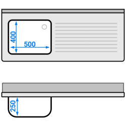 Стол с мойкой GGM Gastro STK146BL1 (Inox) Thumb
