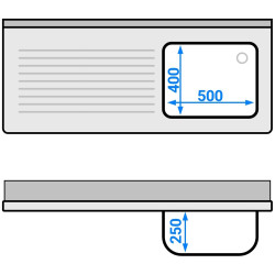 Стол с мойкой GGM Gastro STK146BR1#ECO (Inox) Thumb