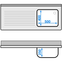 Стол с мойкой GGM Gastro STK146BR1 (Inox) Thumb