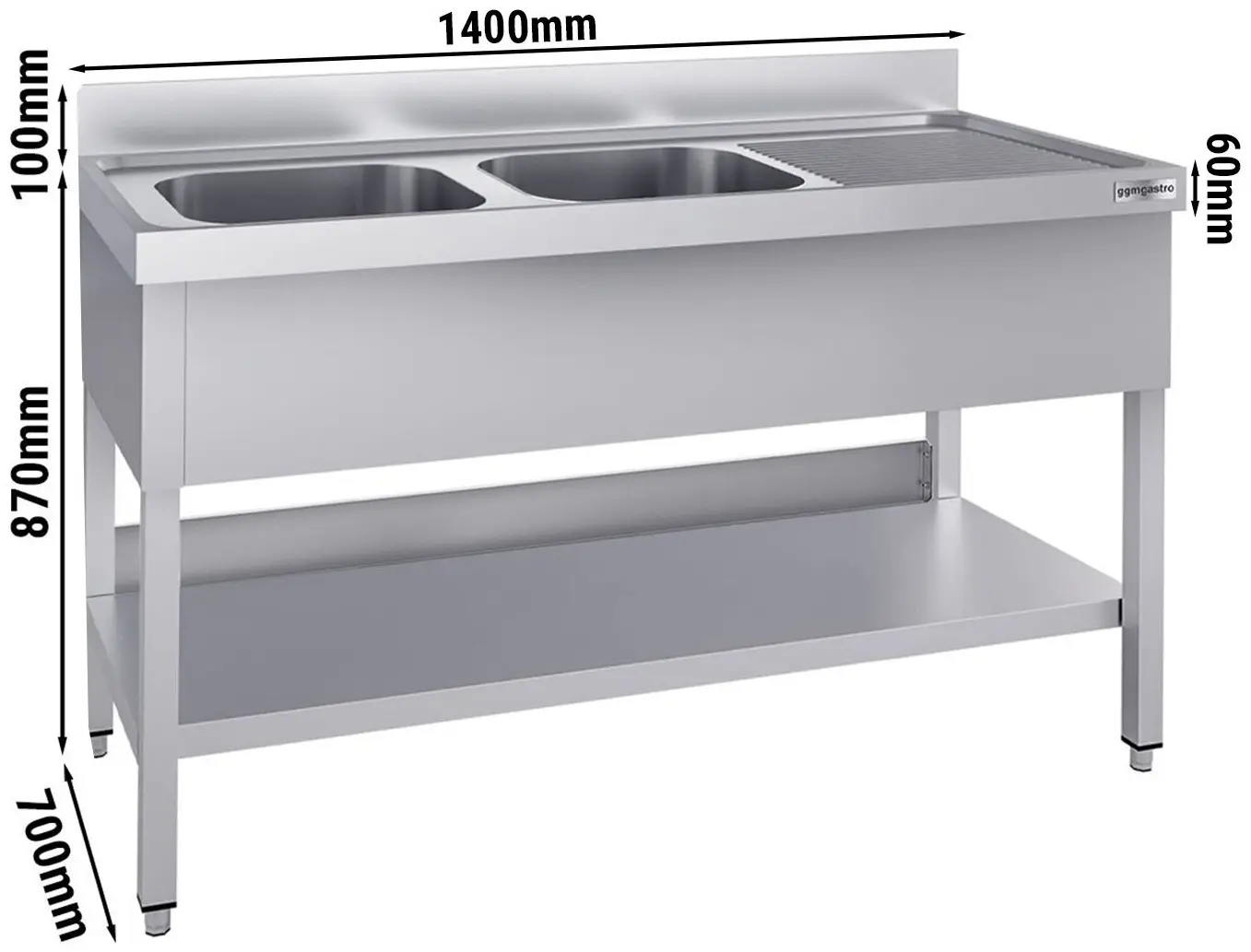 Masa cu chiuveta GGM Gastro STK147BL2#ECO (Inox) - 9