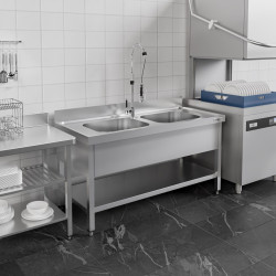 Стол с мойкой GGM Gastro STK147BM2#ECO (Inox) Thumb