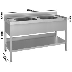 Стол с мойкой GGM Gastro STK147BM2#ECO (Inox) Thumb