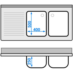 Masa cu chiuveta GGM Gastro STK147BR2#ECO (Inox) Thumb