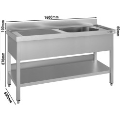 Masa cu chiuveta GGM Gastro STK166BR1#ECO (Inox) Thumb