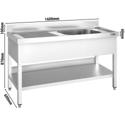 Стол с мойкой GGM Gastro STK166BR1 (Inox) Thumb