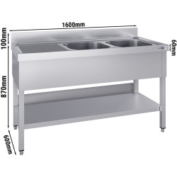 Стол с мойкой GGM Gastro STK166BR2#ECO (Inox) Thumb