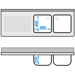 Стол с мойкой GGM Gastro STK166BR2#ECO (Inox) Thumb