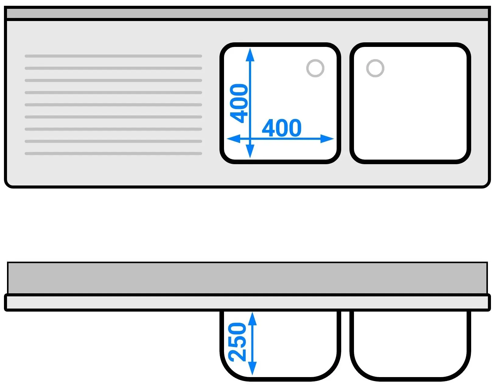 Стол с мойкой GGM Gastro STK166BR2 (Inox) - 10