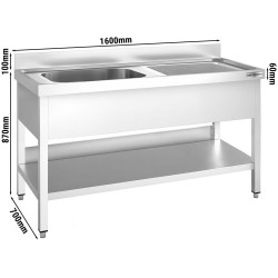 Masa cu chiuveta GGM Gastro STK167BL1 (Inox) Thumb