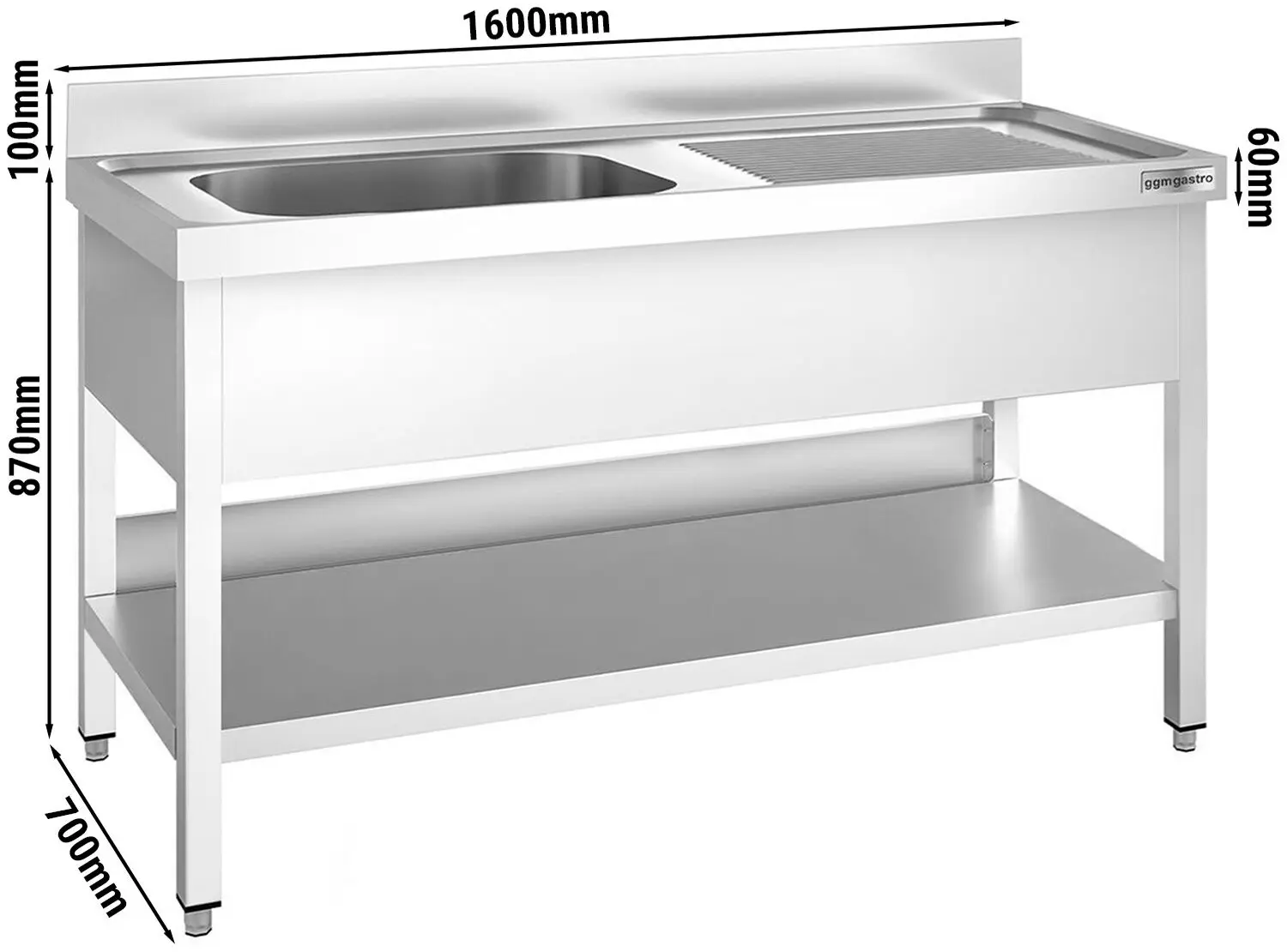 Masa cu chiuveta GGM Gastro STK167BL1 (Inox) - 9