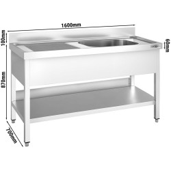 Стол с мойкой GGM Gastro STK167BR1 (Inox) Thumb