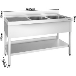 Стол с мойкой GGM Gastro STK167BR2 (Inox) Thumb