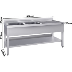 Masa cu chiuveta GGM Gastro STK186BL2#ECO (Inox) Thumb