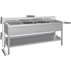 Стол с мойкой GGM Gastro STK186BM2#ECO (Inox) Thumb