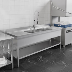 Стол с мойкой GGM Gastro STK186BM2#ECO (Inox) Thumb