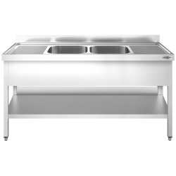 Стол с мойкой GGM Gastro STK186BM2 (Inox) Thumb