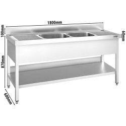 Стол с мойкой GGM Gastro STK186BM2 (Inox) Thumb
