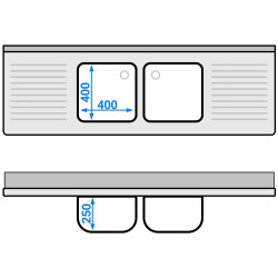 Стол с мойкой GGM Gastro STK186BM2 (Inox) Thumb