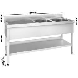 Стол с мойкой GGM Gastro STK186BR2 (Inox) Thumb