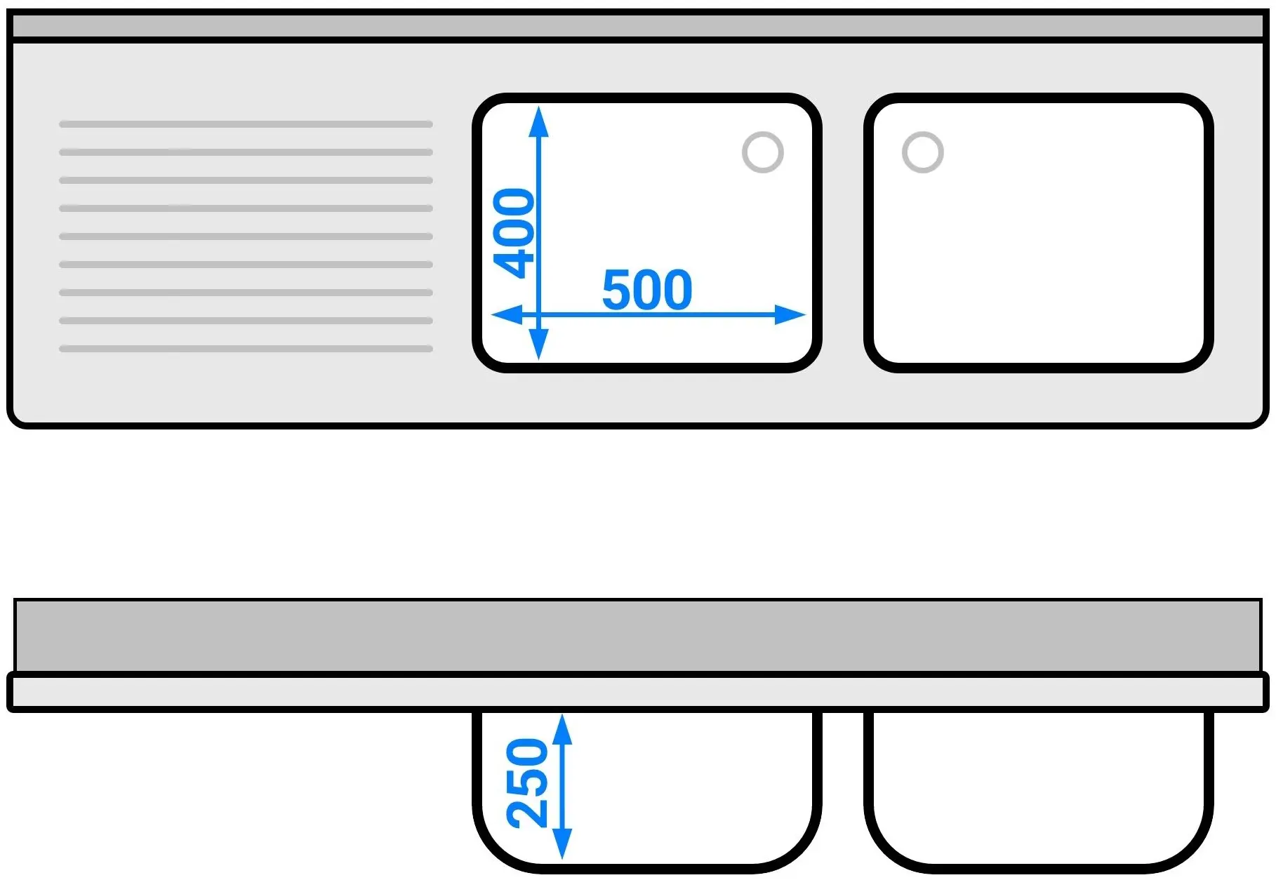 Стол с мойкой GGM Gastro STK186BR2 (Inox) - 10