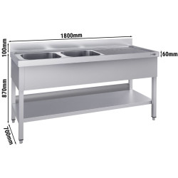 Стол с мойкой GGM Gastro STK187BL2#ECO (Inox) Thumb