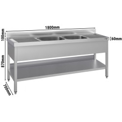 Masa cu chiuveta GGM Gastro STK187BM2#ECO (Inox) Thumb