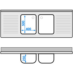 Стол с мойкой GGM Gastro STK187BM2 (Inox) Thumb