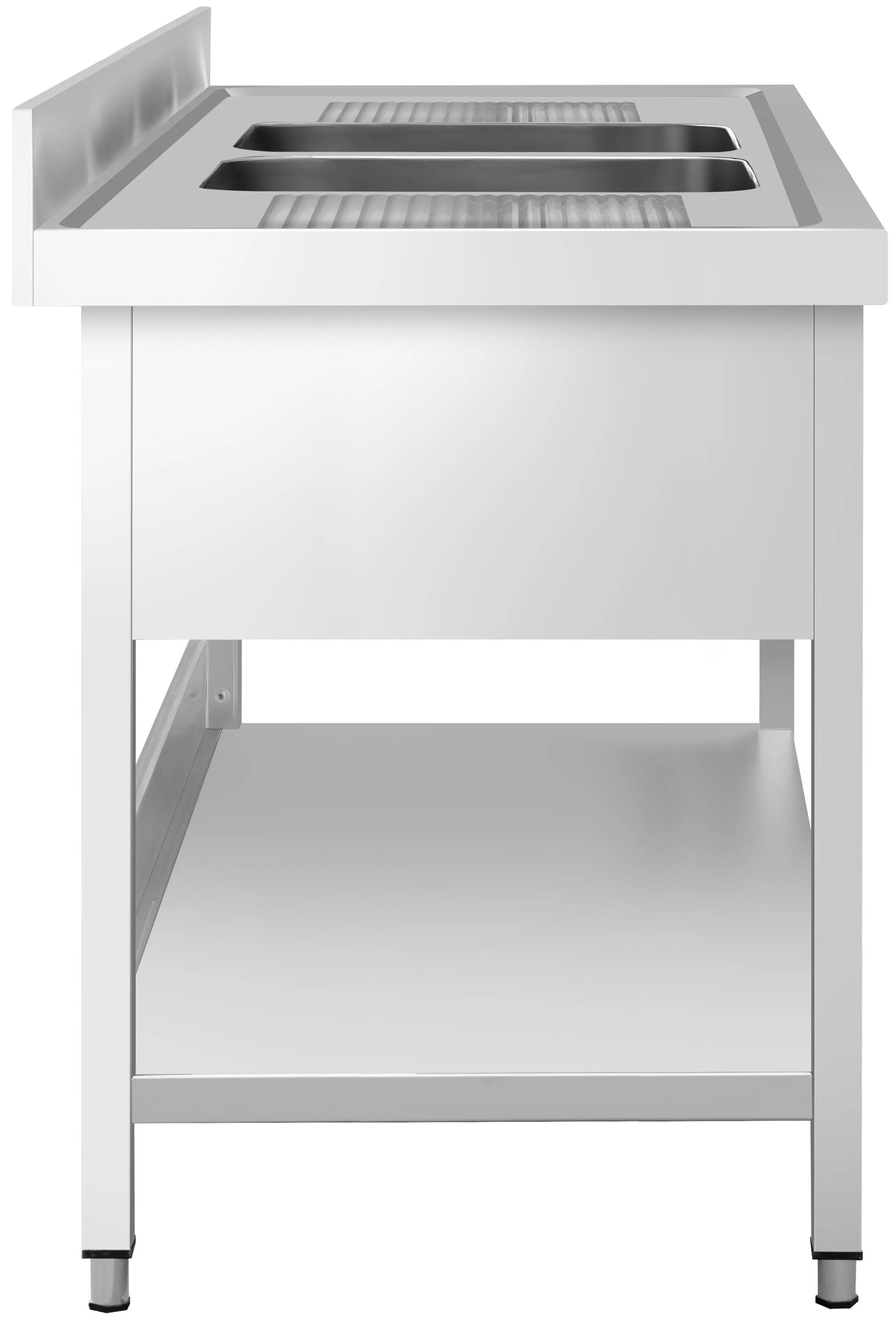 Стол с мойкой GGM Gastro STK187BM2 (Inox) - 4