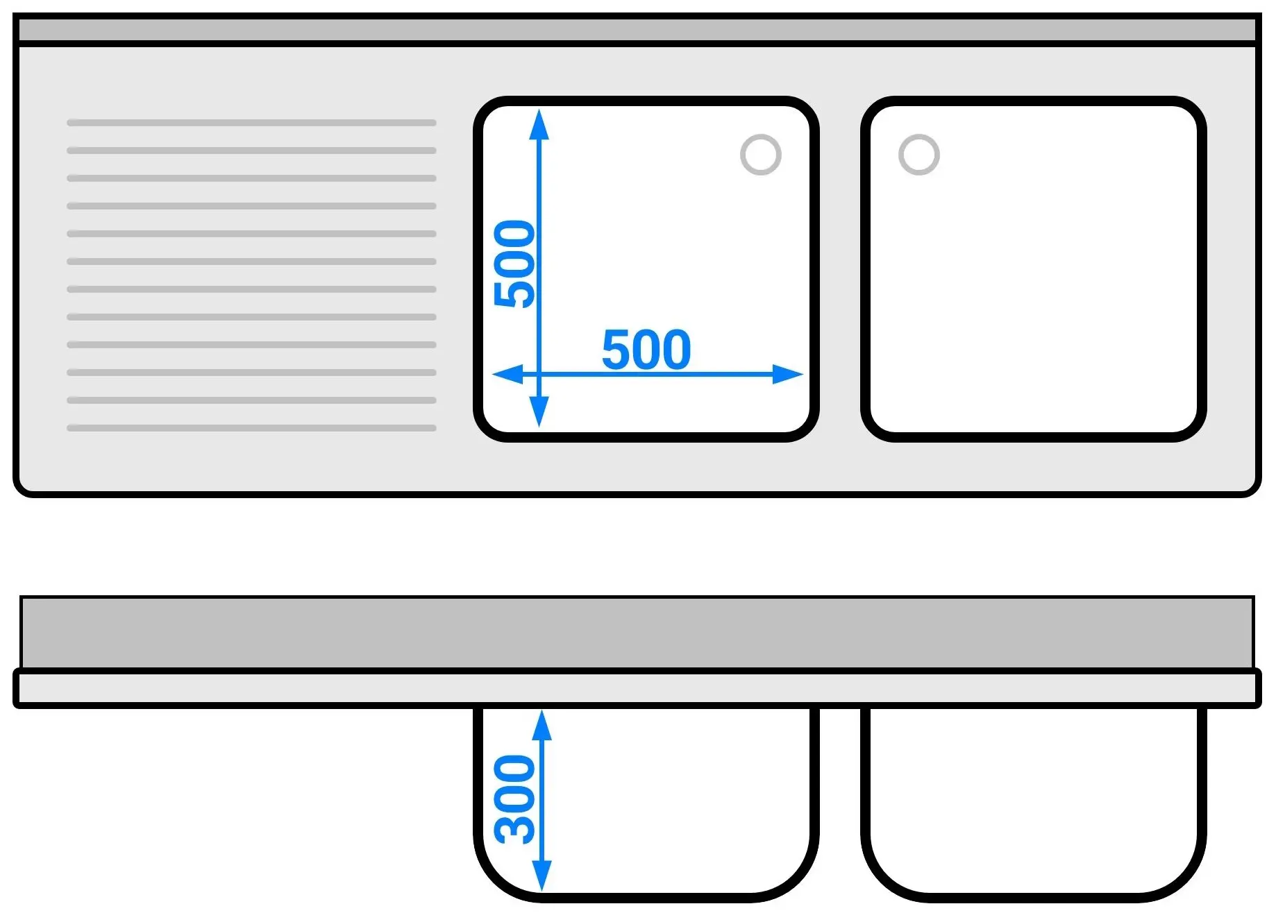 Стол с мойкой GGM Gastro STK187BR2 (Inox) - 10