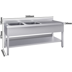 Стол с мойкой GGM Gastro STK206BL2#ECO (Inox) Thumb