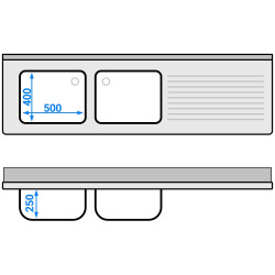 Стол с мойкой GGM Gastro STK206BL2#ECO (Inox) Thumb