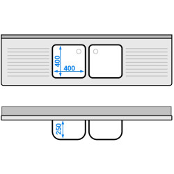Стол с мойкой GGM Gastro STK206BM2 (Inox) Thumb