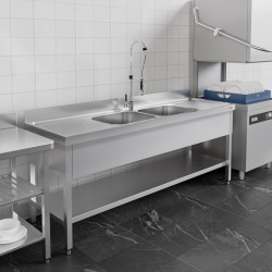 Стол с мойкой GGM Gastro STK206BM2 (Inox) Thumb