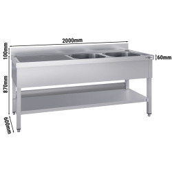 Стол с мойкой GGM Gastro STK206BR2#ECO (Inox) Thumb