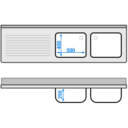 Стол с мойкой GGM Gastro STK206BR2#ECO (Inox) Thumb