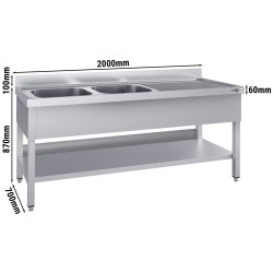Стол с мойкой GGM Gastro STK207BL2#ECO (Inox) Thumb