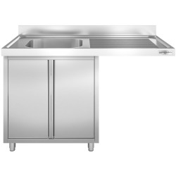 Masa-dulap cu chiuveta pentru masina de spalat vase GGM Gastro SSK146SBL1 (Inox) Thumb