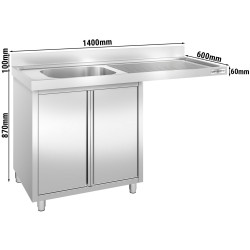 Masa-dulap cu chiuveta pentru masina de spalat vase GGM Gastro SSK146SBL1 (Inox) Thumb