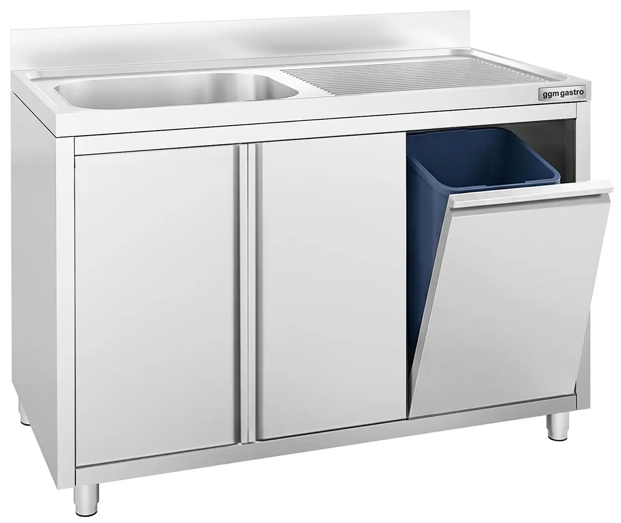 Стол-тумба с мойкой GGM Gastro SSAAK126BL1S#MEK46 (Inox) - 2