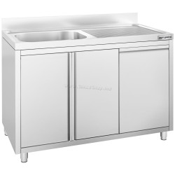 Стол-тумба с мойкой GGM Gastro SSAAK126BL1S#MEK46 (Inox)
