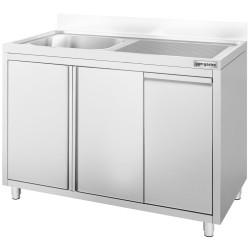 Стол-тумба с мойкой GGM Gastro SSAAK126BL1S#MEK46 (Inox) Thumb