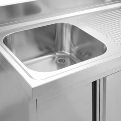 Стол-тумба с мойкой GGM Gastro SSAAK126BL1S#MEK46 (Inox) Thumb